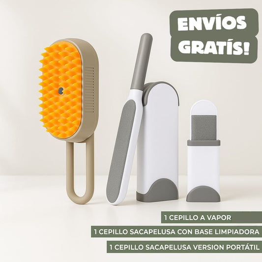 🐾 Kit 2 en 1 Quita Pelos: Cepillo a Vapor + Cepillo Removedor