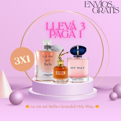 3x1 | La Vie Est Belle + Scandal + My way 50ml