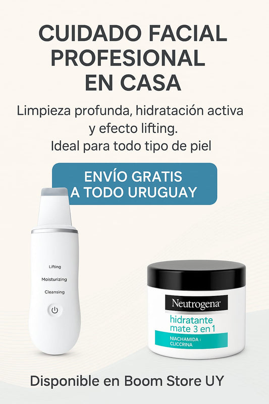 COMBO PIEL RADIANTE | Espátula Ultrasónica Facial Exfoliante + Crema Hidratante Neutrogena | 📦 ENVIO GRATIS
